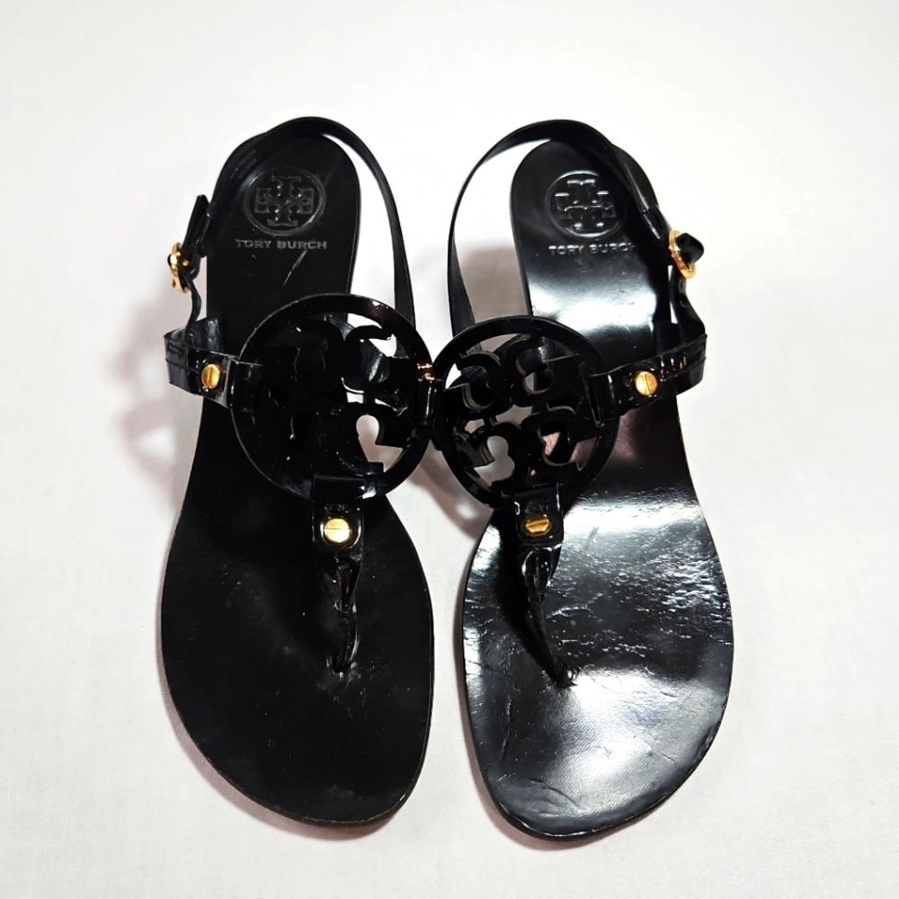 Tory Burch Black Leather Sandals Sz 8